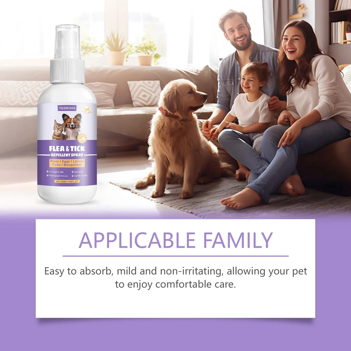 Pet Flea Repellent Spray Effectively Removing Fleas Ticks Relieve Skin Itching Natural Ingredients Non Irritating Pet Pest Spray