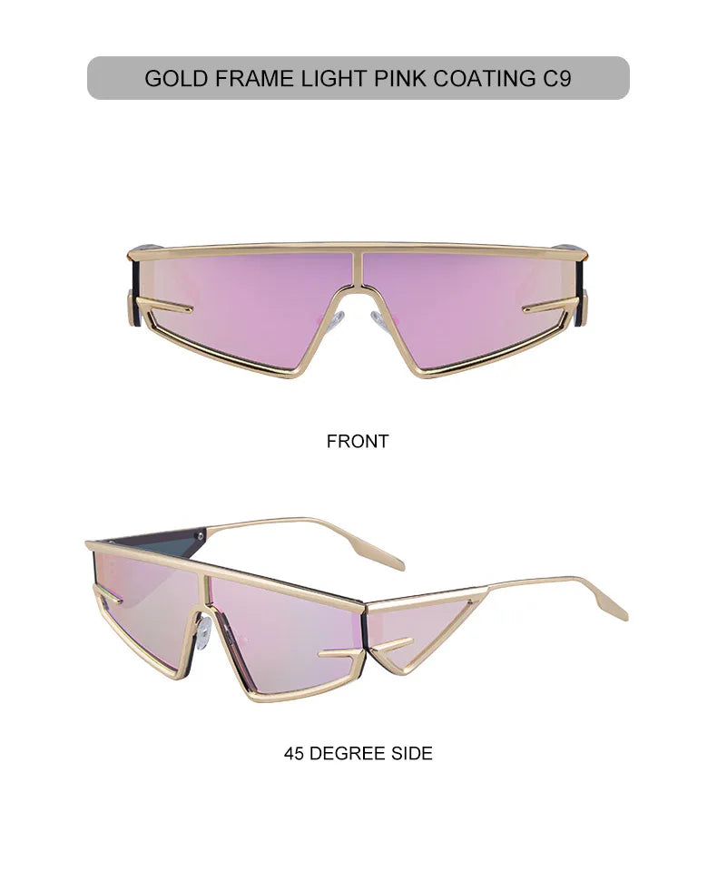 Y2K Punk Shield Sunglasses Square Frame UV400 Protection