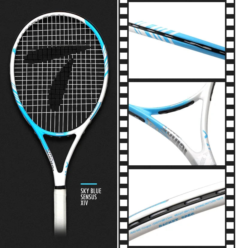 TELOON Genuine Carbon Tennis Racket Beginner College Student Men's and Women's Single with Wire Rebound Tennis Trainer Set