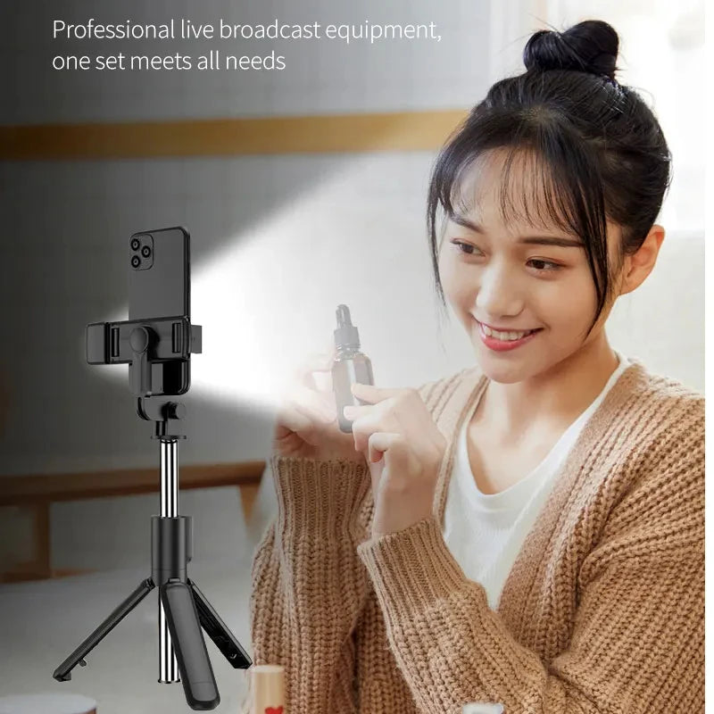 Wireless Bluetooth Selfie Stick Tripod Stand with Fill Light Remote Shutter Tripod For iPhone Samsung Xiaomi Live Phone Holder