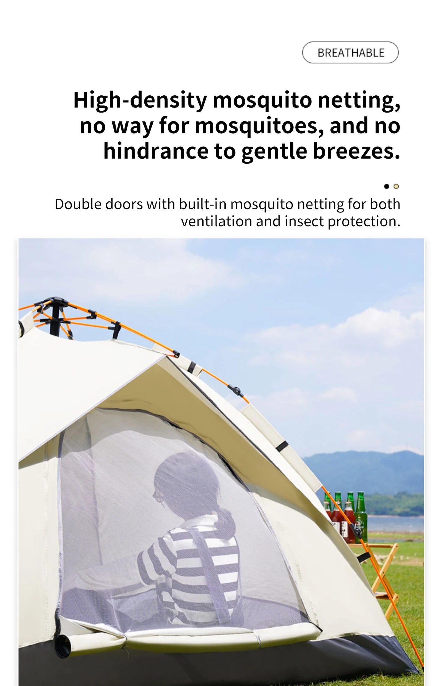 Automatic Opening Camping Tent 3-4 Person, Portable Rainproof