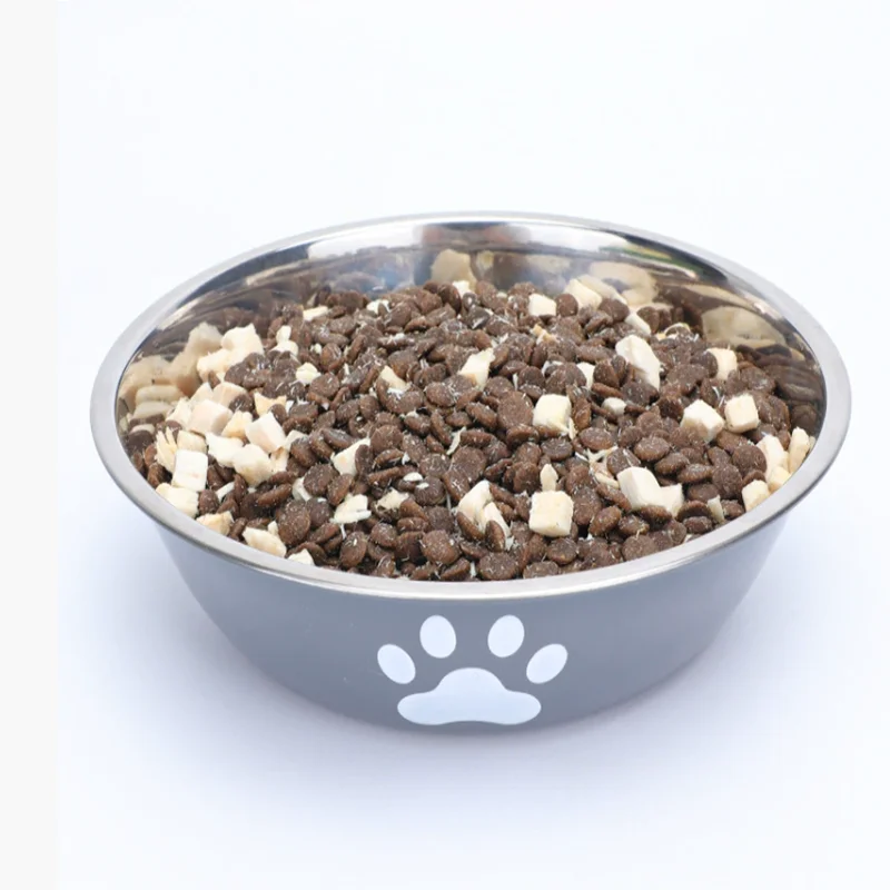 Large capacity stainless steel dog bowl anti-slip anti-rust dog water bowl pet feeder double-layer cat bowl suitable for puppies