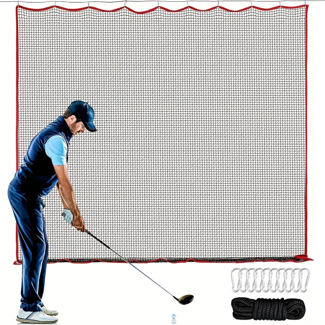 Golf Netting, 10x10 Ft Golf Practice Net and Sports Netting, High Impact Golf Hitting Barrier Net, Heavy Duty Golf Ball Netting,