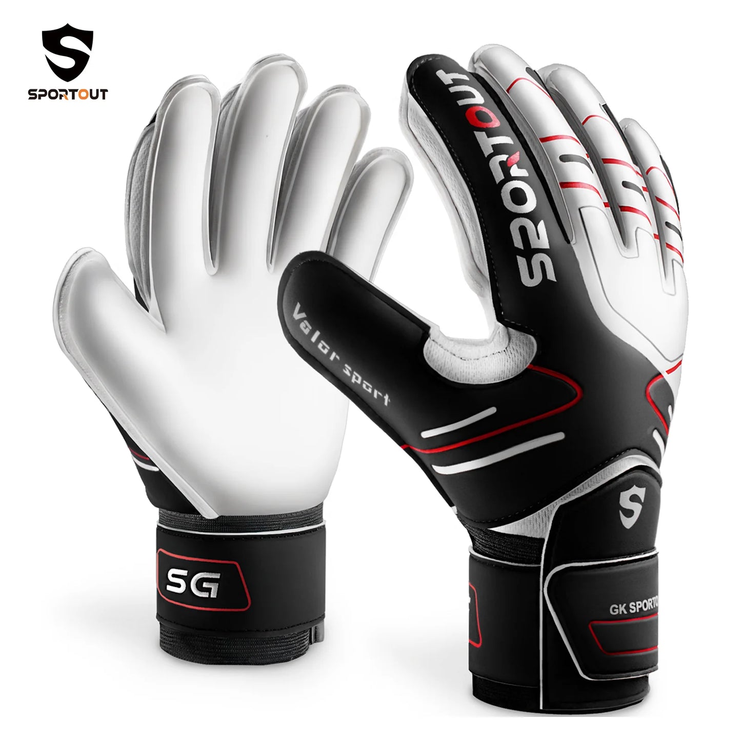 Sportout Youth&Adult Goalie Goalkeeper Gloves,Strong Grip for The Toughest Saves, with Fingerave& 4+3MM Latex