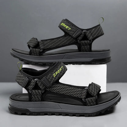 Men's Open Toe Sandals Breathable Casual Beach Shoes Black EVA Insole