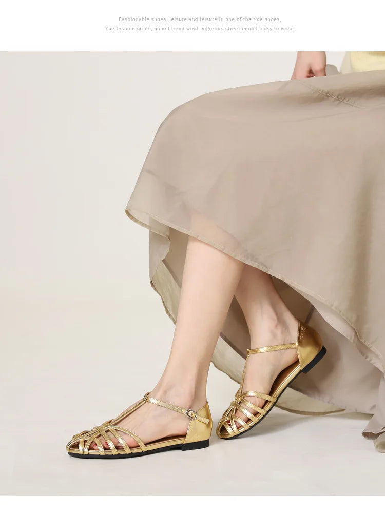 ZAROY Summer Cross Strap Flat Sandals Women Round Toe Ankle Buckle Hollow Casual Roman Sandalia Zapatos De Mujer сандали