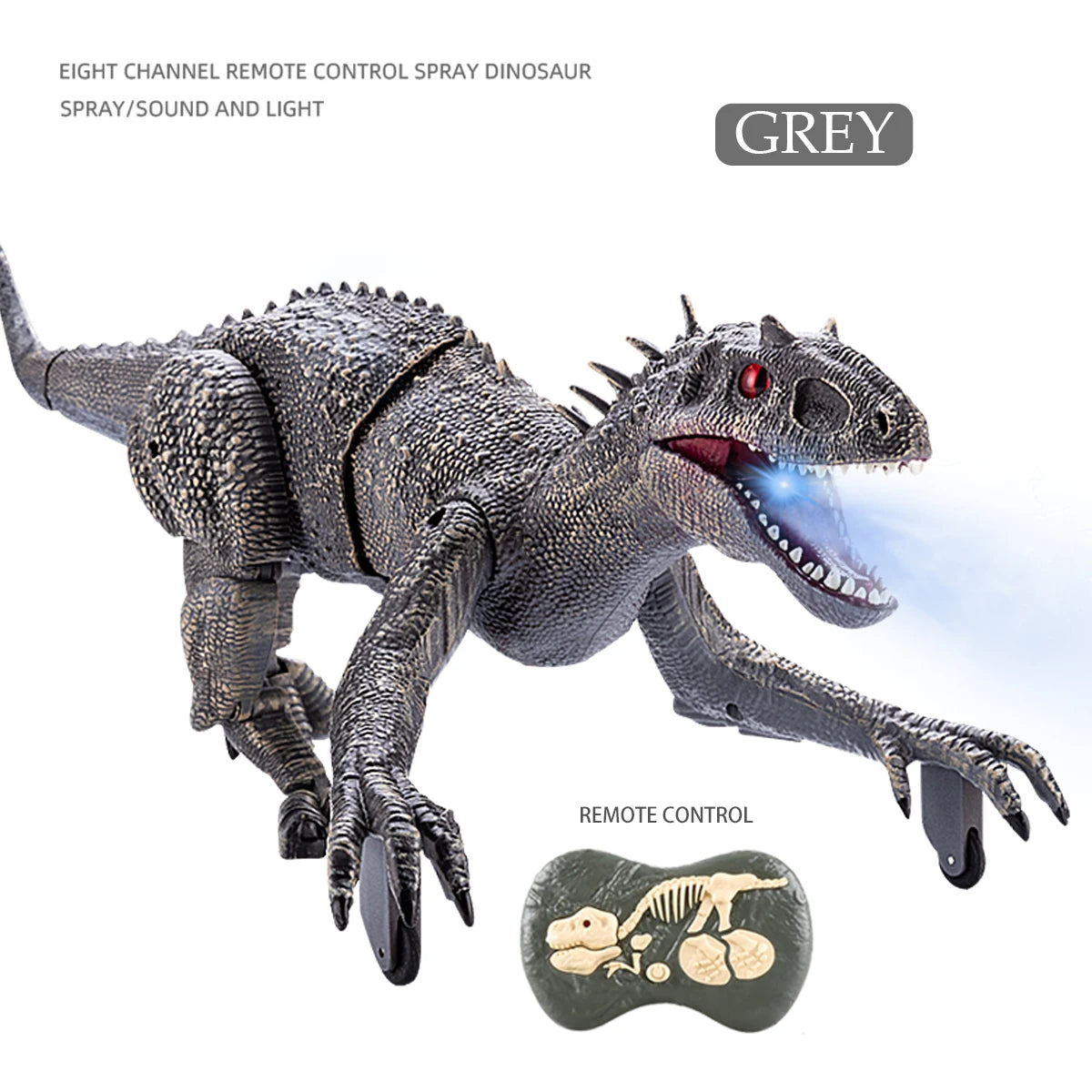 Remote Control Dinosaur Toys, Walking Dino with Light and Sound Velociraptor Tyrannosaurus Rex Spinosaurus Toy Electronic Gifts