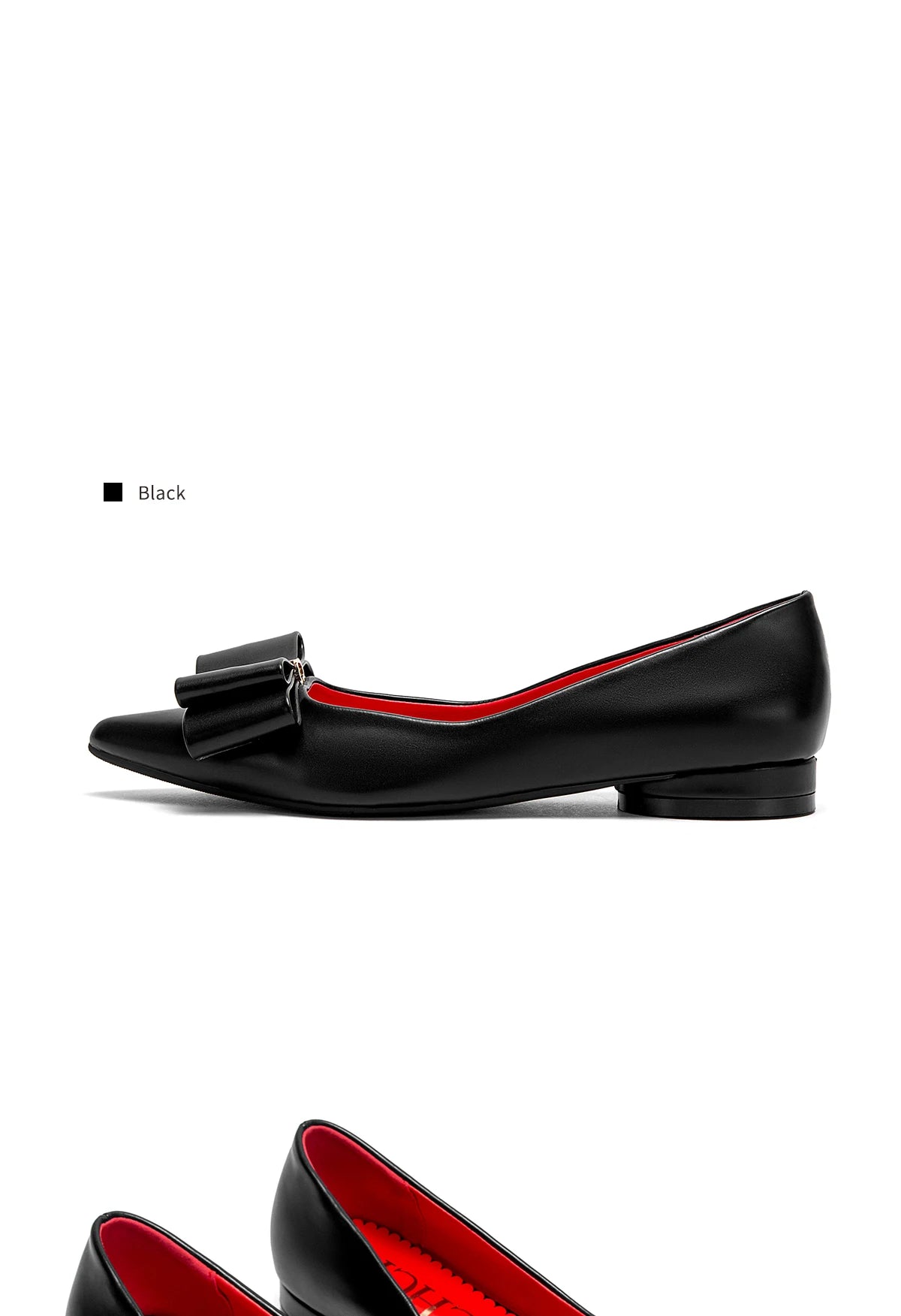 CHCH Women's Flat Shoes New Black Pointed Bow Business Shoes Comfortable Commuting Women's Shoes