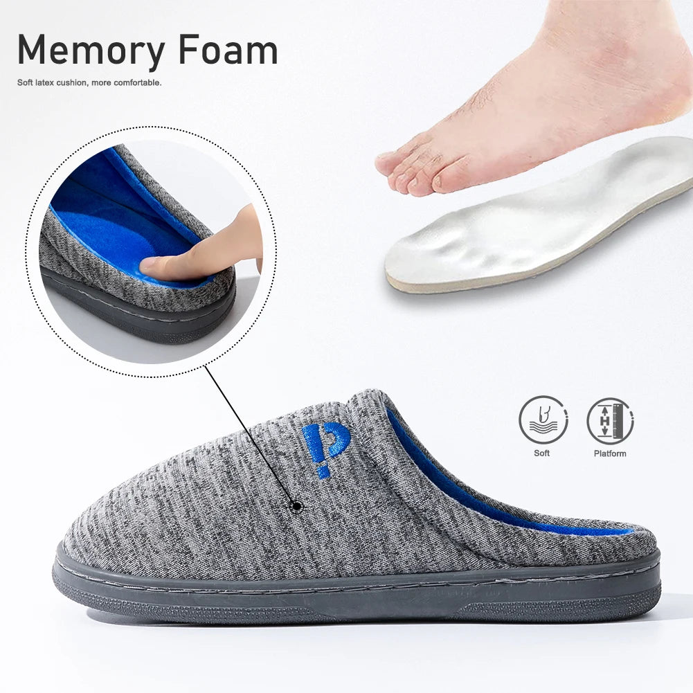 Knitted Embroidered Indoor Slippers For Men With Memory Foam