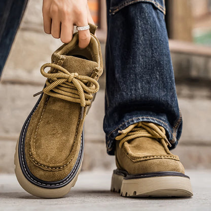 Mens Suede Leather Lace Up Ankle Boots Casual Retro Style