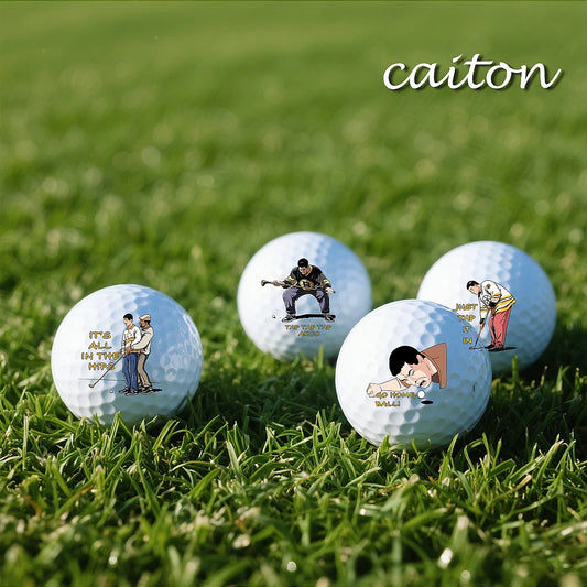 Caiton 4-Pack Golf Balls – 4 Unique Designs, Fun Gag Gifts for Men, Dad, Grandpa, Perfect for Birthday, Xmas, Retirement