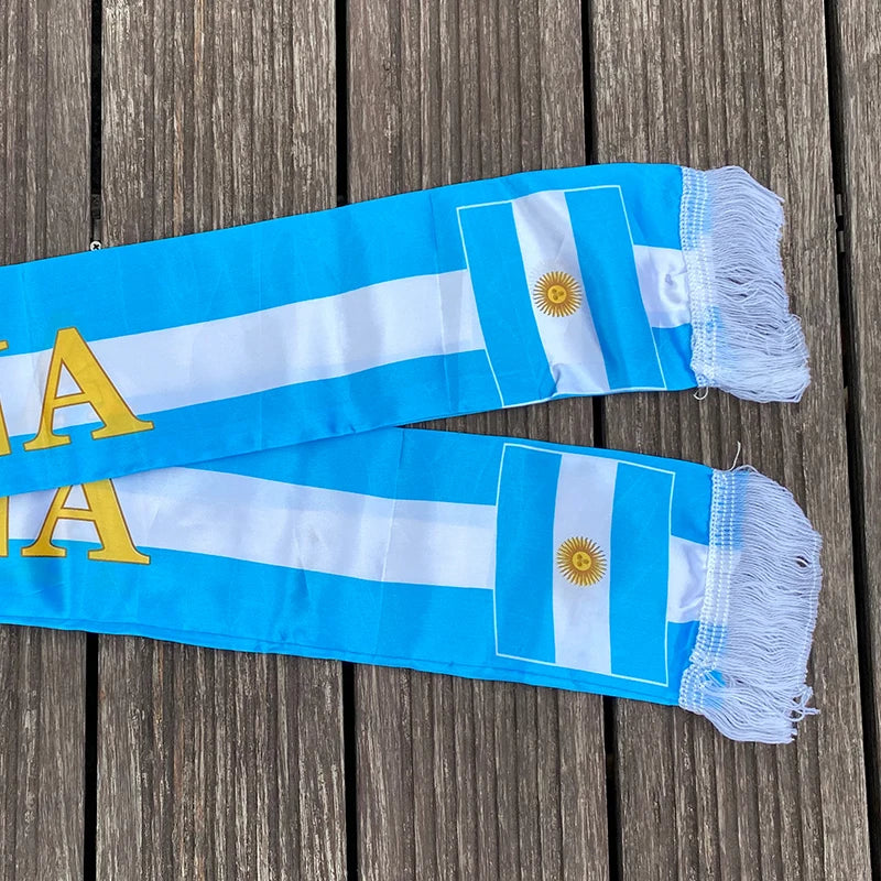xvggdg  14x130cm  National Team Football Fans Scarf   Argentina france  Morocco  Croatia Tassel Flags Scarf   Souvenir