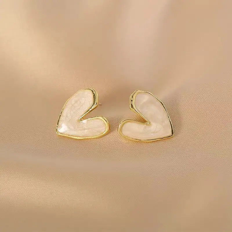 Imitation Pearl Earrings For Women Heart Round Stud Earrings Elegant Love Ear Stud Party Wedding Jewelry Valantine Day Gifts
