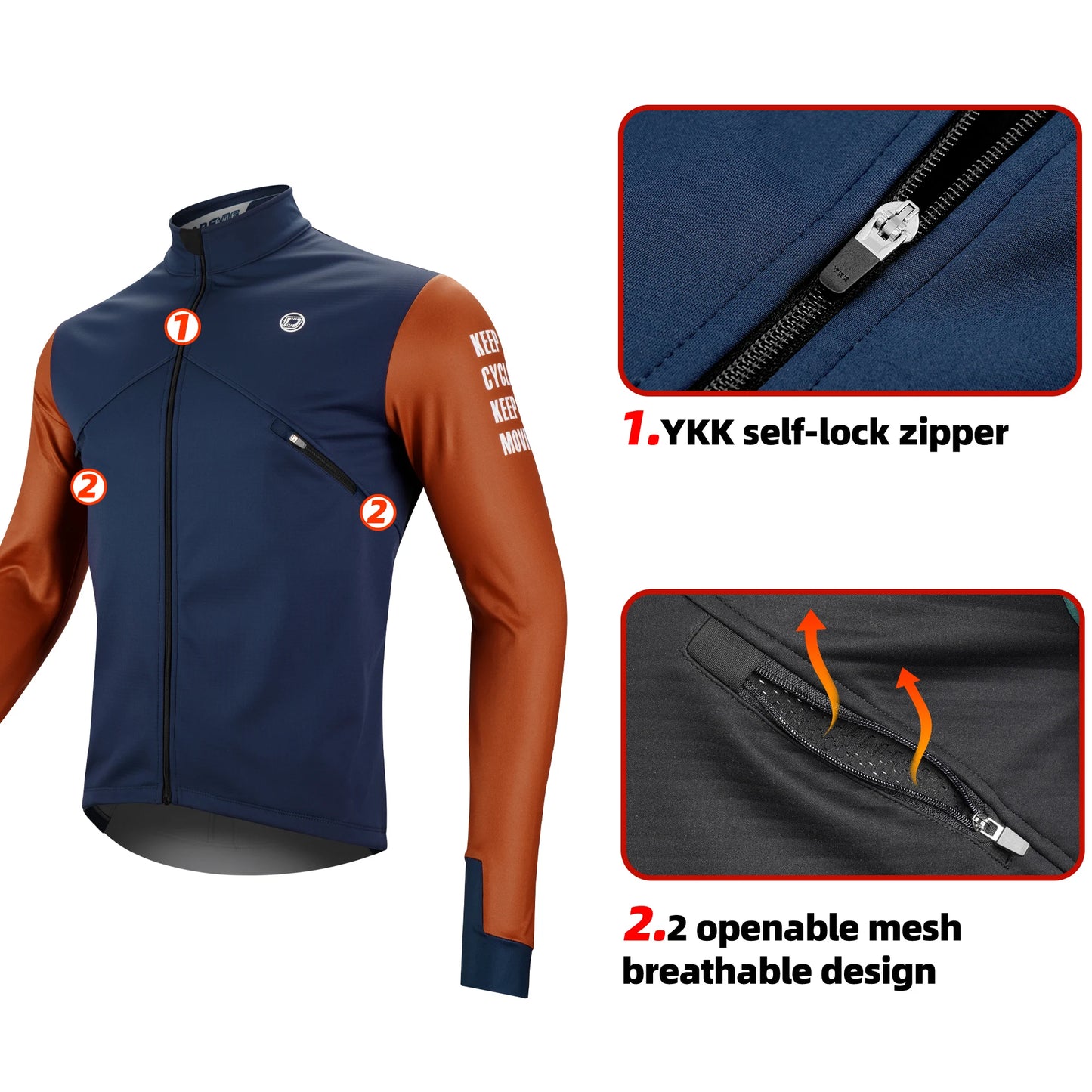 DAREVIE Cycling Men's Jacket WindProof Fleece Pro Cycling Jackets Longsleeve Warm Soft Brushed Pro Breathable Bicycle Clothing