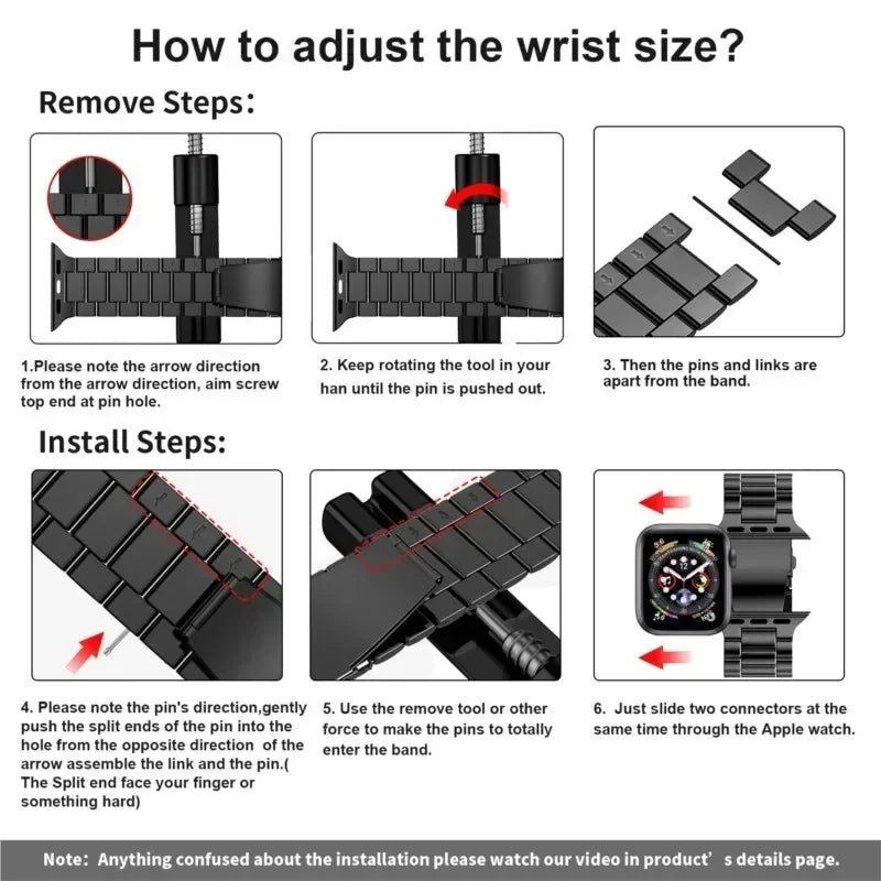 Adjustable Metal Bracelet Band for Apple Watch