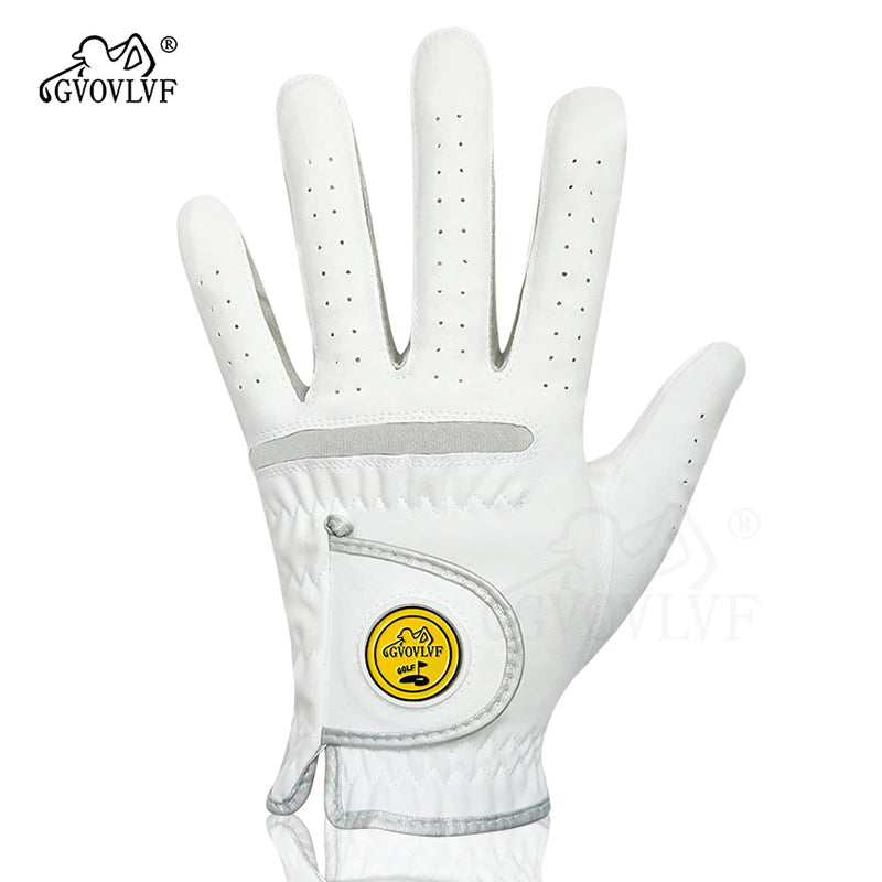 1 Piece Men Golf Glove Micro Soft Fabric Breathable Comfortable Fitting With Magnetic Marker Replaceable For Golfers