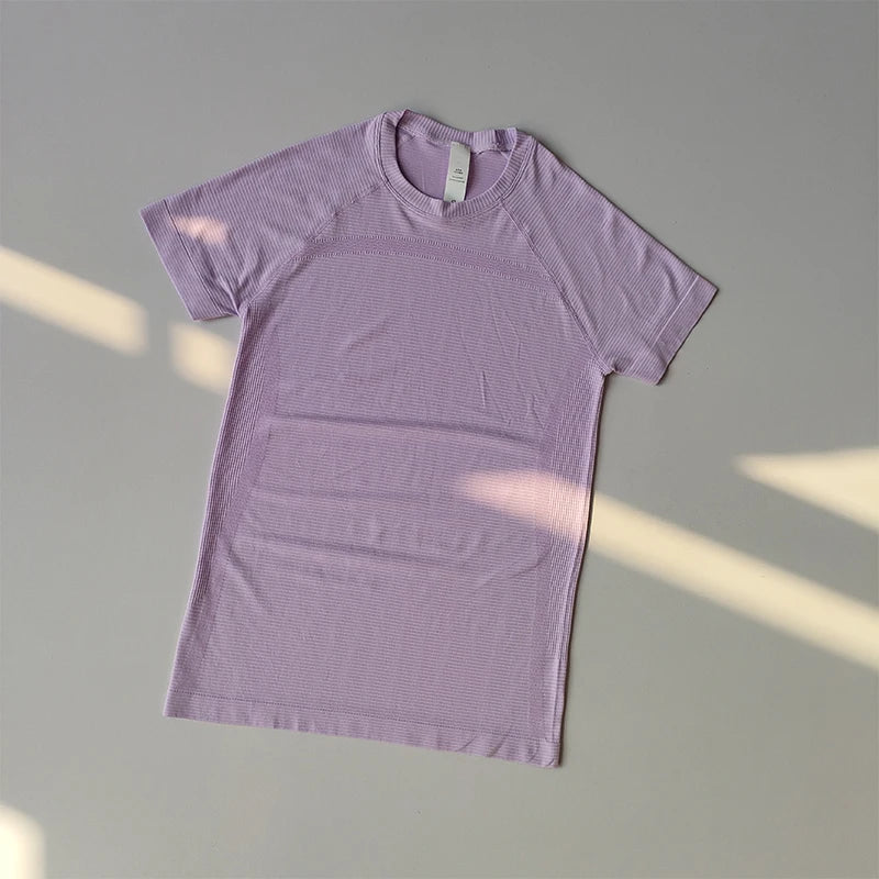 Sports Tops Quick-drying Ladies Fitness Running Yoga Short-sleeved Moisture-wicking Elastic Breathable Yoga Suit T-shirt