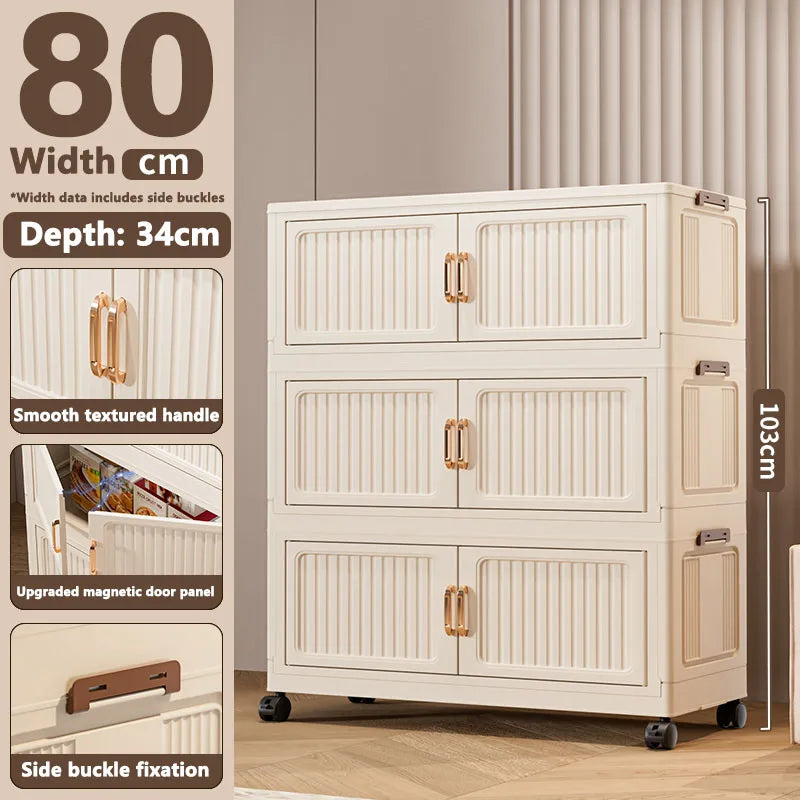 45/55/65cm Length Multifunction Folding Storage Cabinet Sundries Cabinet Large Capacity Dustproof Wardrobe Locker