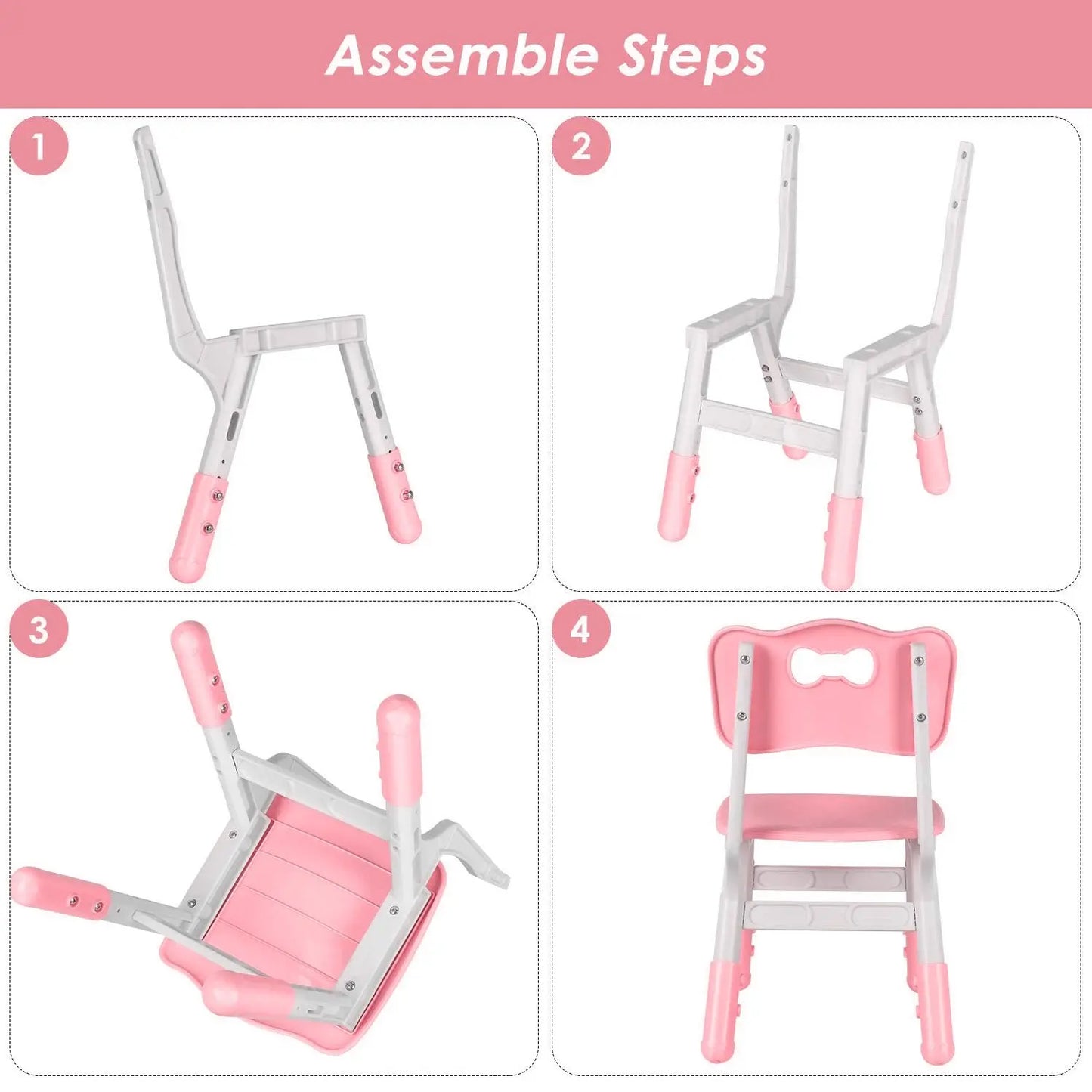 Kids Table and 4 Chairs Set, Height Adjustable Toddler Table and Chair Set, Graffiti Desktop, Non-Slip Legs, Children Multi-Acti