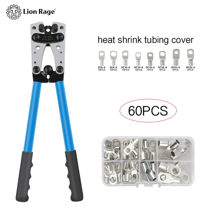 Portable cable manual crimping tool HX-50B crimping pliers 6-50mm ²/ AWG 10-0 ferrule terminal crimper hexagonal wiring pliers