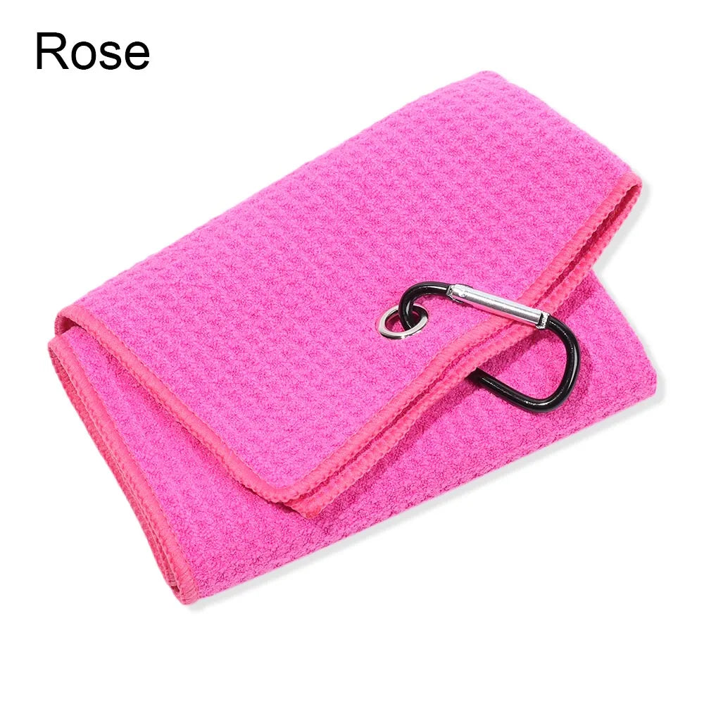 Cotton High Water Absorption Microfiber Cleaning Towels Golf Towel With Carabiner Hook Cleans Clubs
