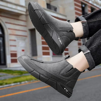 Mens Leather High Top Boots Waterproof Anti Slip Safety Motorcycle Boot