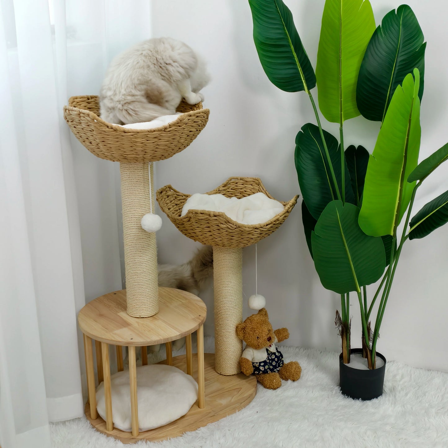 Large Cat Tree Tall Cat Tower for Indoor Cats Multi-Level Plush Cat Condo with Scratching Posts Scratching Boards Perches Caves