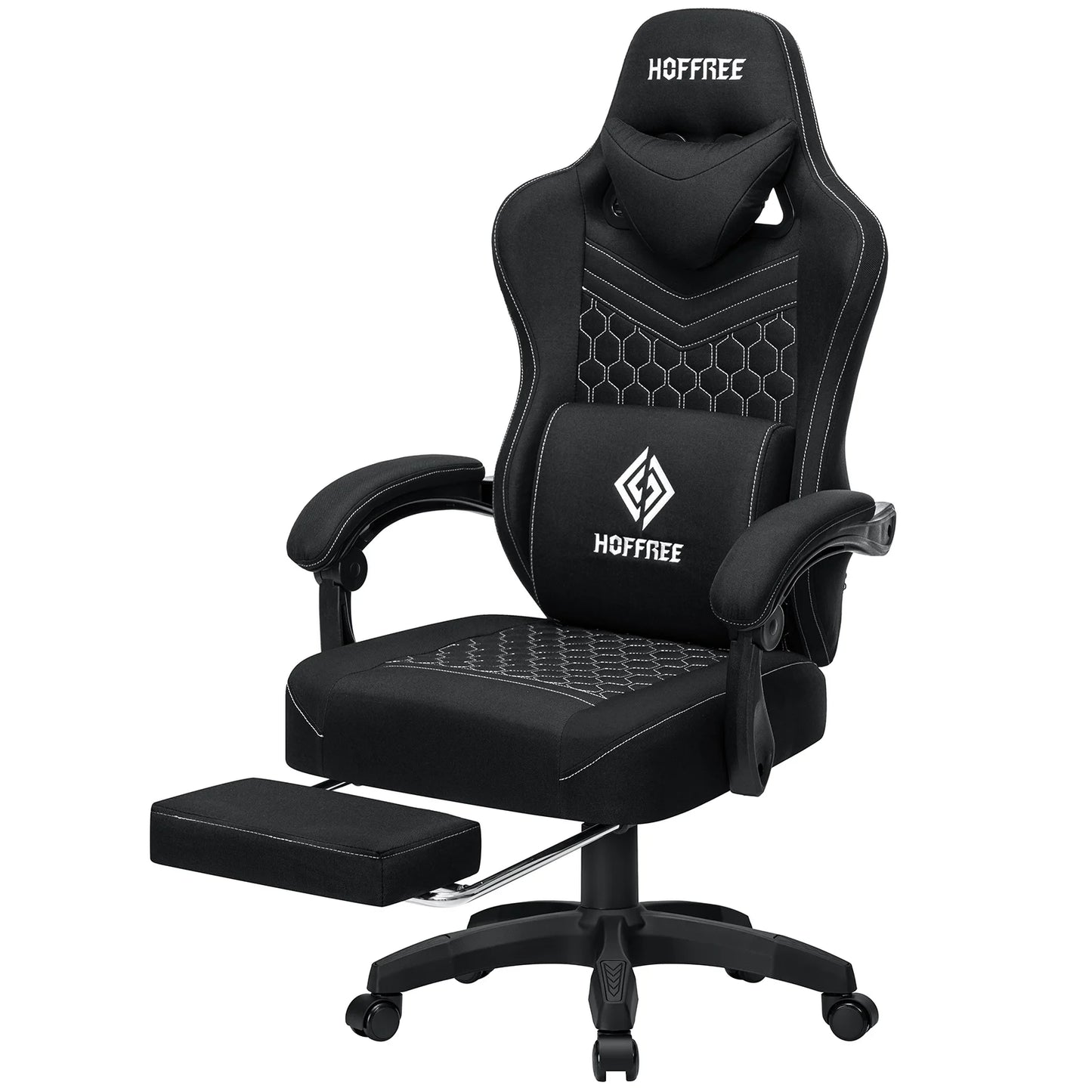 Ergonomic Office Chair With Footrest Lumbar Cushion Bluetooth Speaker 2-Point Massage Height Adjustable Gaming Racing Chair Sofa