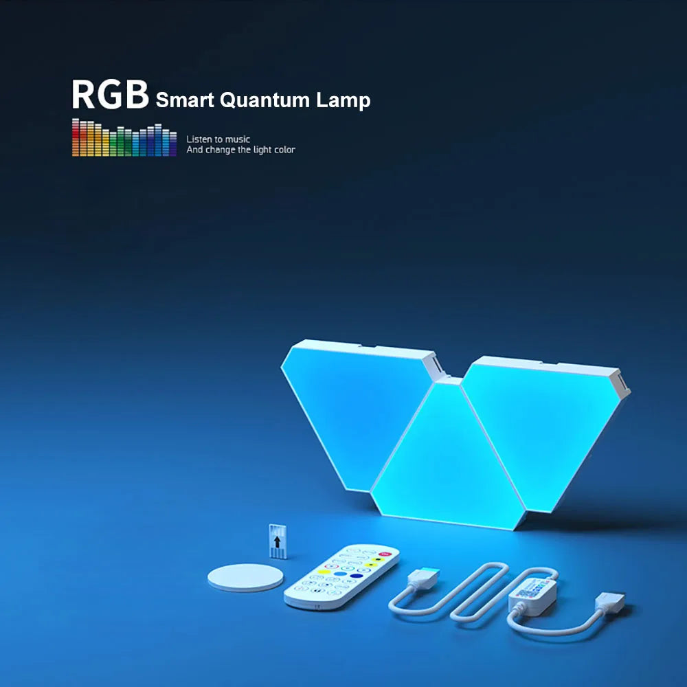 LED Triangular Quantum Lamp – RGB Smart Wall Lamp for Bedroom & Office