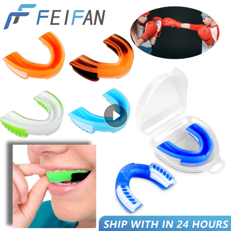 Sport Mouth Guard Teeth Protector Kids Adults Sports Mouthguard Tooth Brace Basketball Rugby Boxing Karate Appliance Trainer