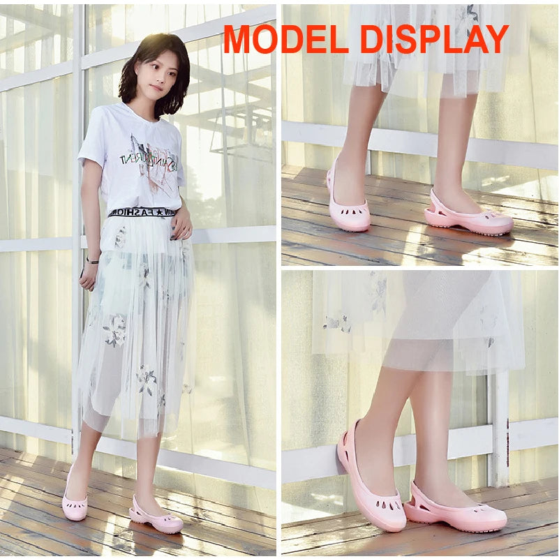 Certified Satihu Summer New Lightweight Anti Slip Hole Shoes  Clog For Women's Flat Bottom Sandals Nurse Outdoor Beach Jelly