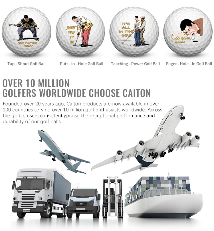 Caiton 4-Pack Golf Balls – 4 Unique Designs, Fun Gag Gifts for Men, Dad, Grandpa, Perfect for Birthday, Xmas, Retirement