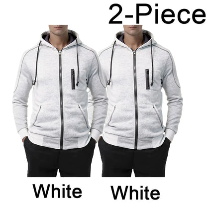 Color Block Hooded Sweatshirt For Men Fleece Polyester