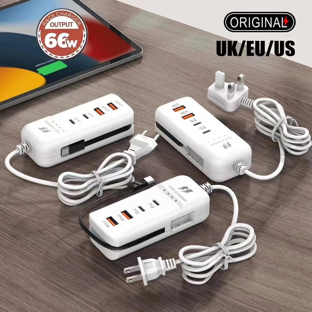 USB-C PD Travel Wall Charger, Multiport USB Charger With EU US Plug