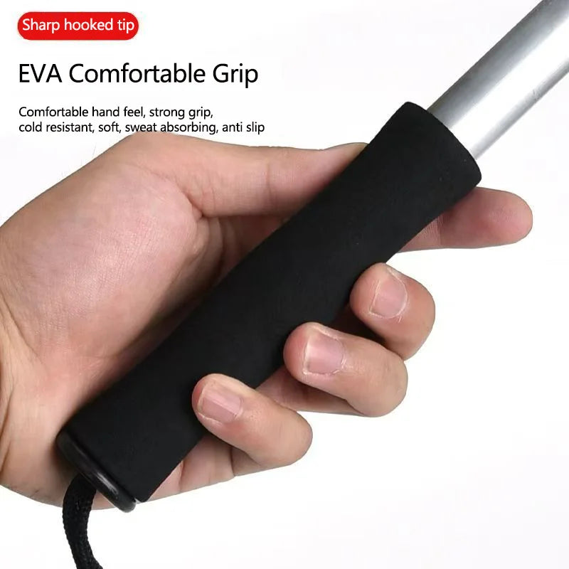 Telescopic Fish Gaff Hook,About 28-60cm Stainless Steel Ice Sea Fishing Spear Hook Portable Retractable Fishing Tackle equipment