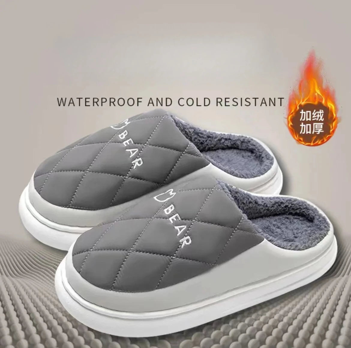 Winter Waterproof Slippers For Men With Plush Insole And Non Slip
