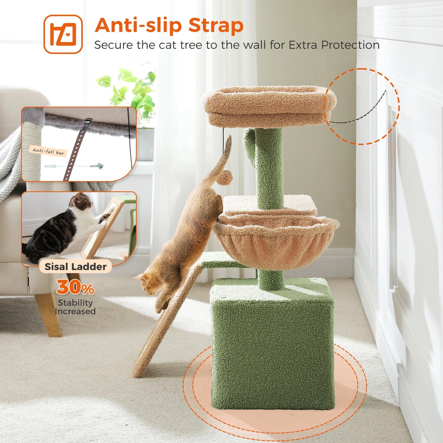 Indoor Cat Tree & Tower with Scratching Posts and Hammock – 2 Styles