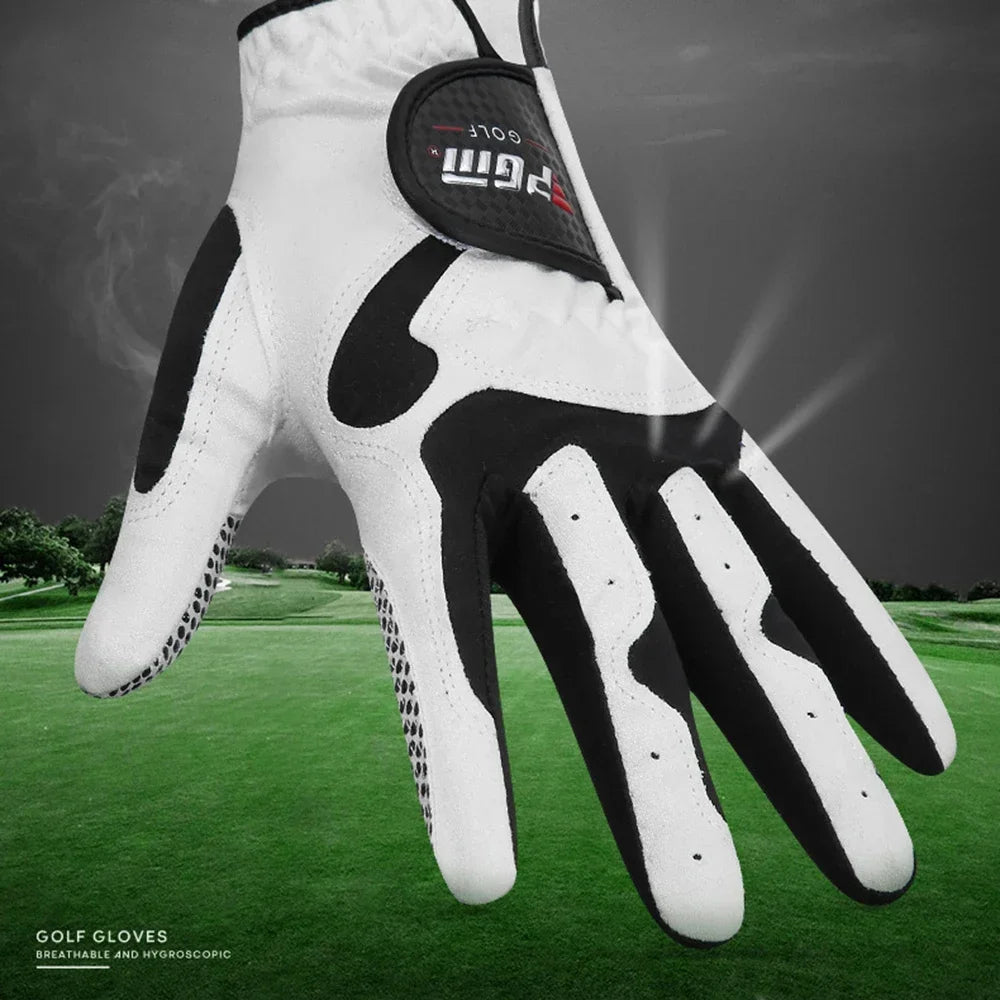 PGM Golf Gloves,Men's Left/Right Hand Anti-slip Particles Wear-resistant Gloves,Microfiber Cloth Golf Gloves ST017