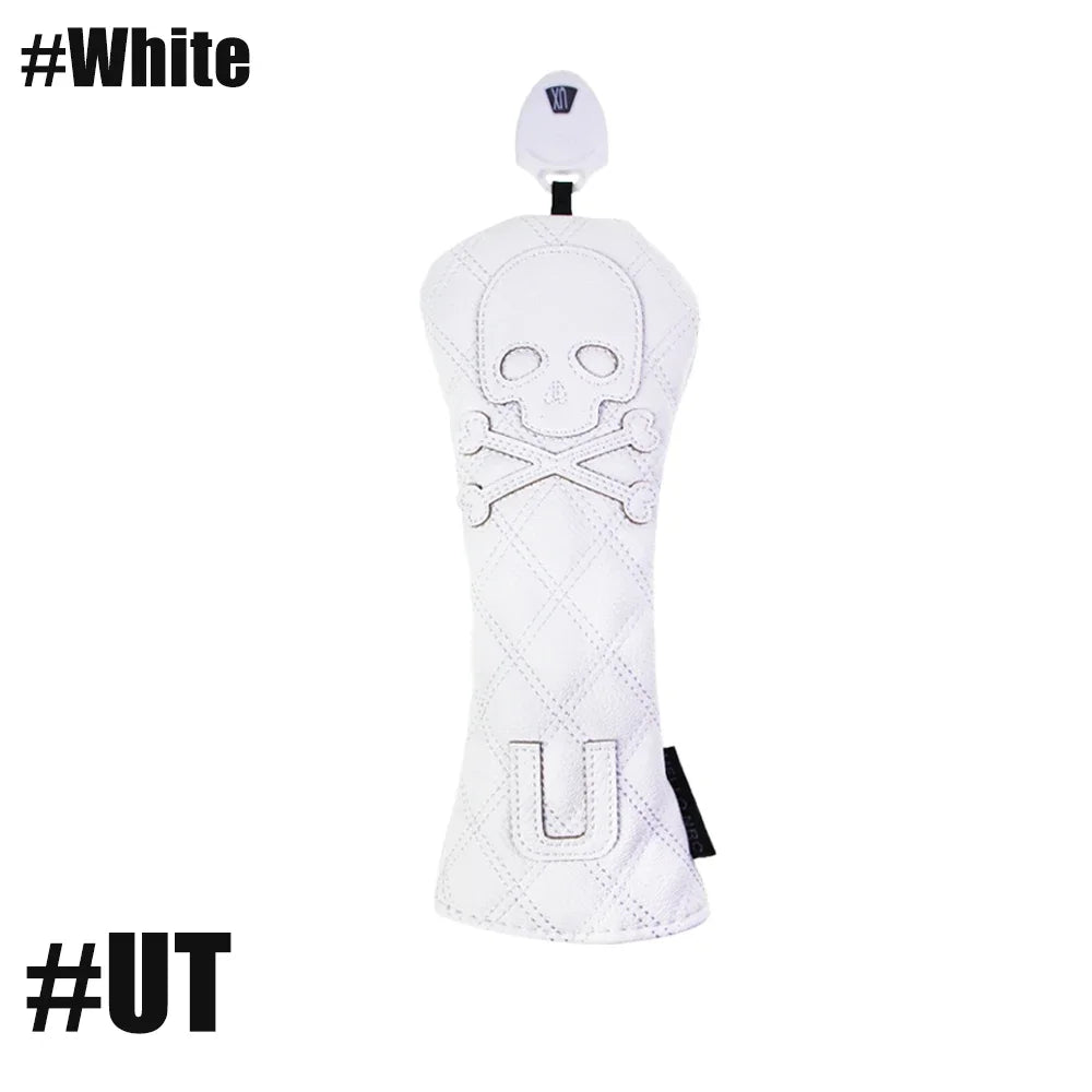 GLOOF Golf Skull Skeleton Head Cover Golf Club Black Leather cover set Fits Driver Fairway Wood Hybrid Golf supplies