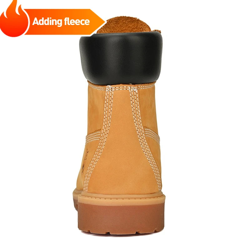 Men's High Top Leather Ankle Boots, Lace Up, Winter Warm, Non Slip