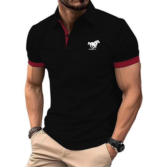 Men's Summer Short Sleeved Minimalist Polo Shirt Fashionable Loose Casual Versatile Short Sleeved 100% Polyester Fiber