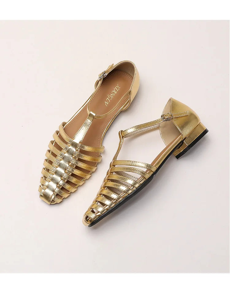 ZAROY Summer Cross Strap Flat Sandals Women Round Toe Ankle Buckle Hollow Casual Roman Sandalia Zapatos De Mujer сандали