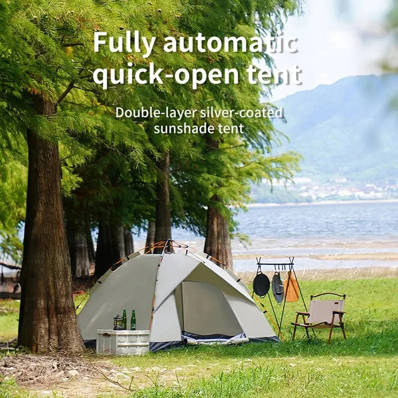 Automatic Opening Camping Tent 3-4 Person, Portable Rainproof
