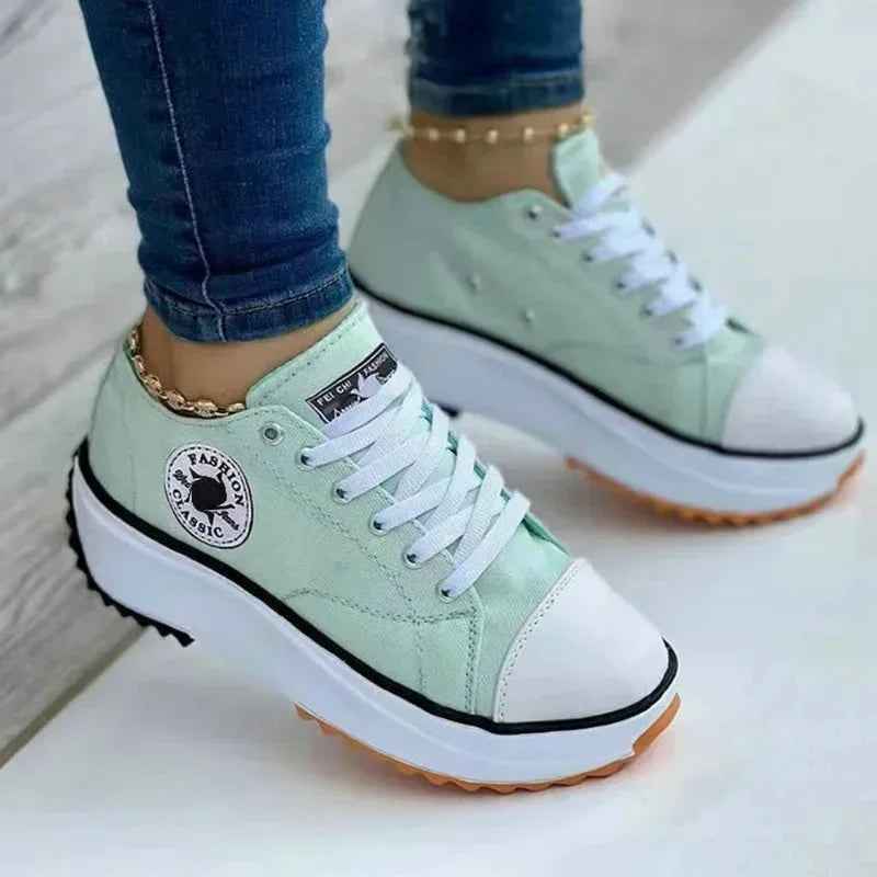 2025 New Women Pattern Canvas Sneakers Women Casual Shoes Women Sneakers Shoes Flat Lace-Up Zapatillas Mujer Chaussure Femme