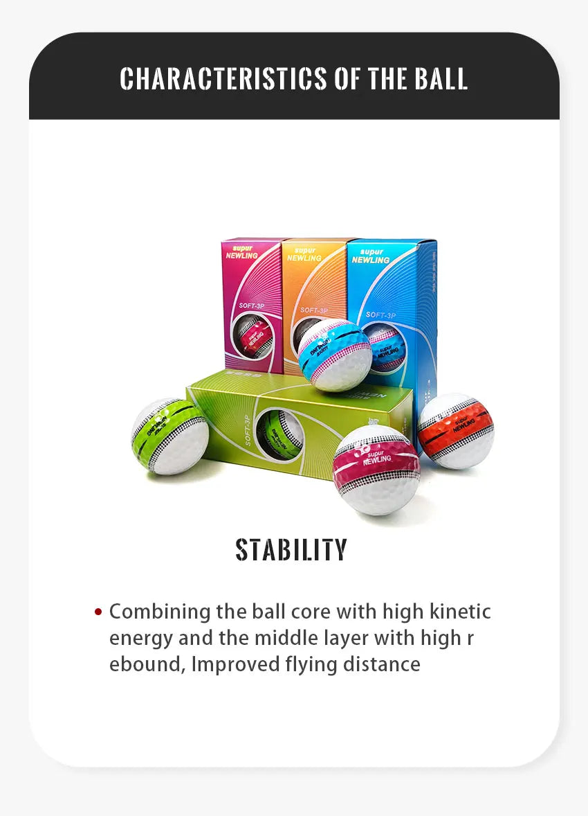 3pcs/box Supur NEWNING Golf Games Ball Super Long Distance Three layer Ball for Professional Competition Game Ball Golfers Gift