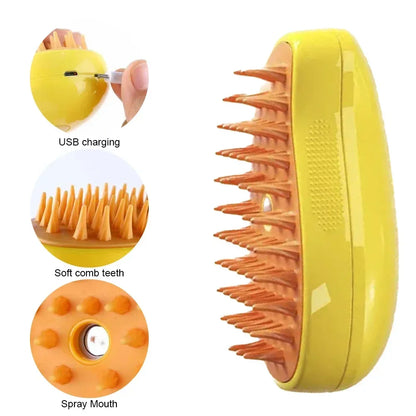 3 In 1 Steam Pet Brush Detangling Grooming Tool For Dogs And Cats