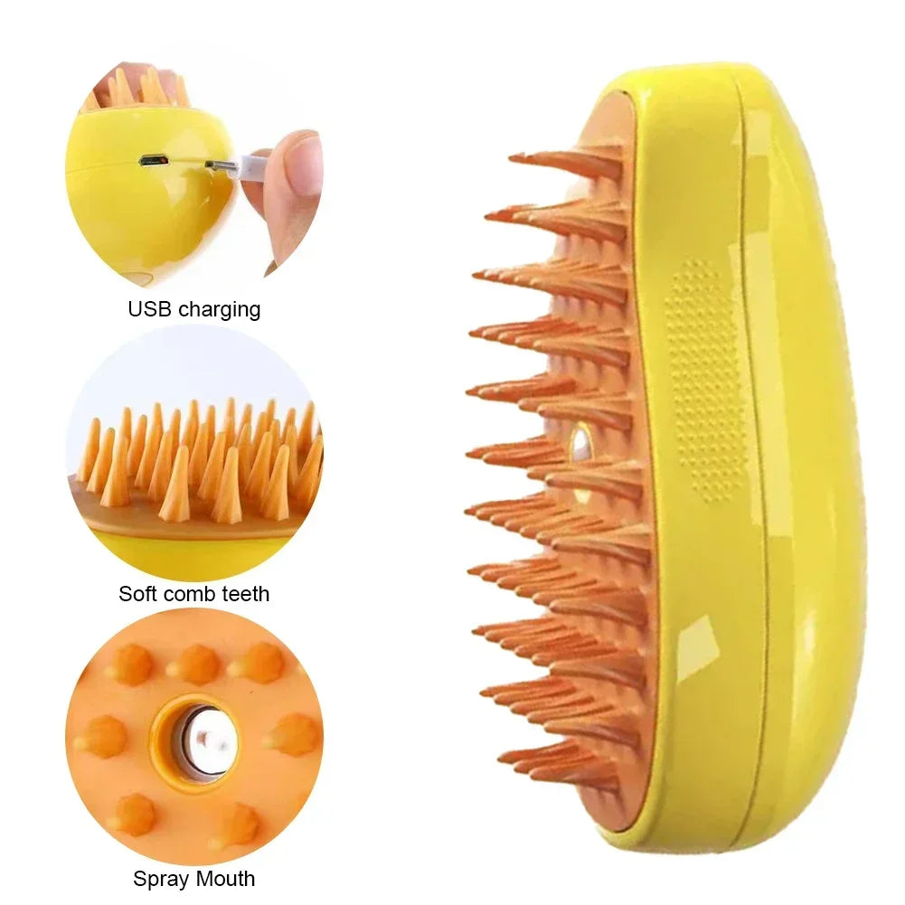 3-in-1 Steamy Pet Brush for Dogs and Cats