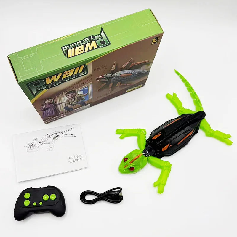 Wall Climbing RC Gecko Toy, Rechargeable Remote Control Lizard with LED Eyes, Dual Mode for Floor & Wall, Gift for Kids Boys 3+