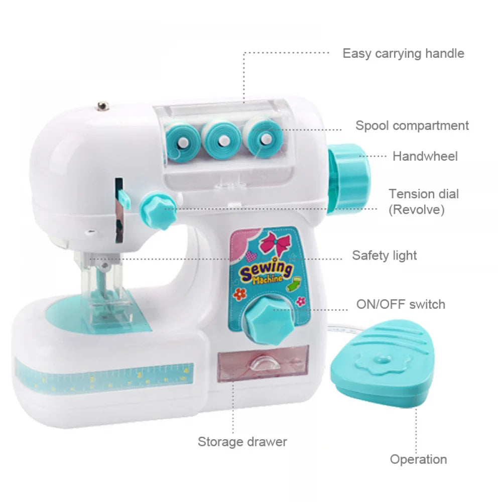 Kids Simulation Sewing Machine Toy Mini Furniture Educational Learning Design Clothing Bauble Creative Children's Toys for Girls