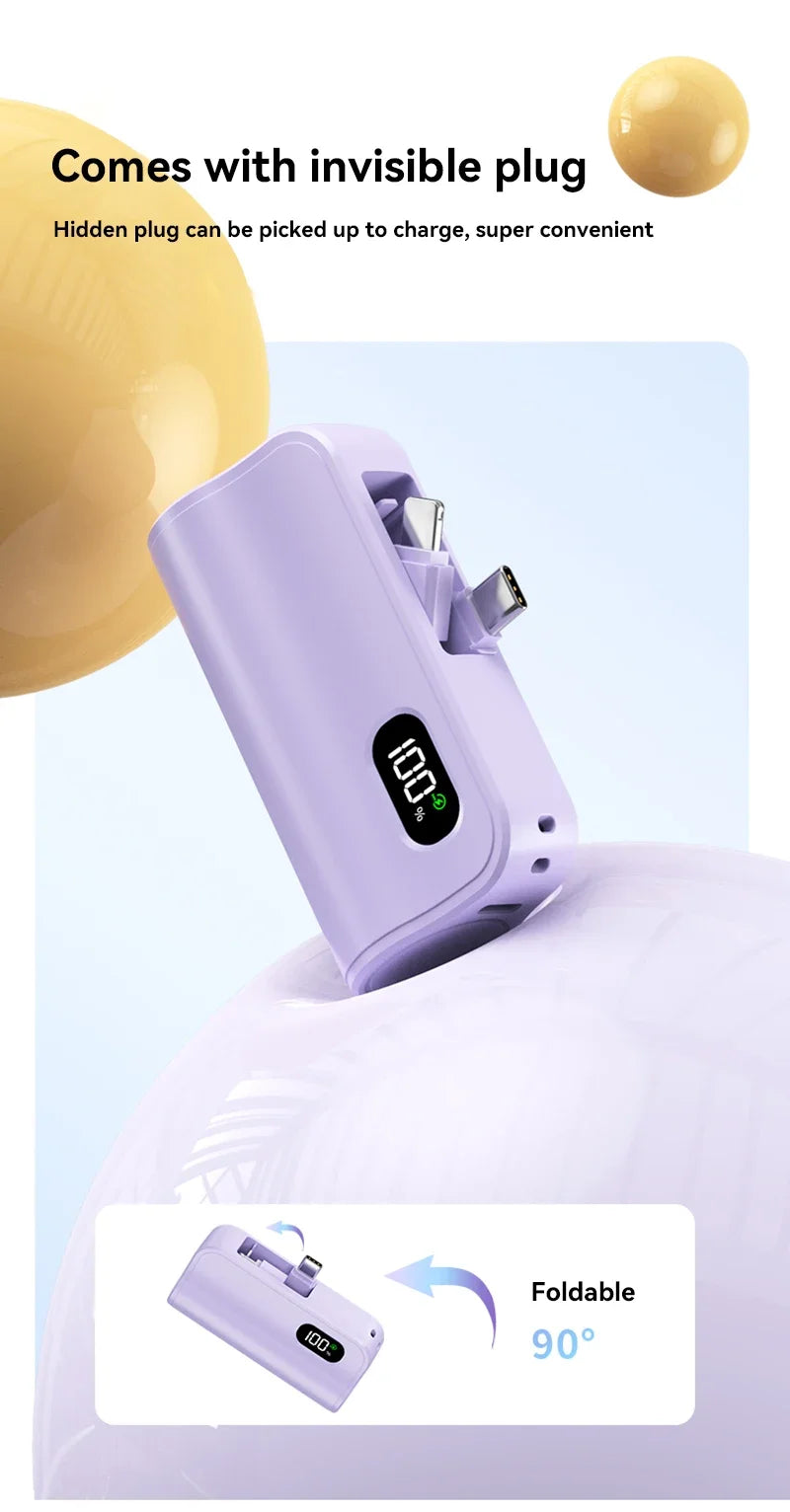 Mini Capsule 50000mAh High Capacity Power Bank Portable Wireless Fast Charging External Battery For iPhone Huawei Samsung